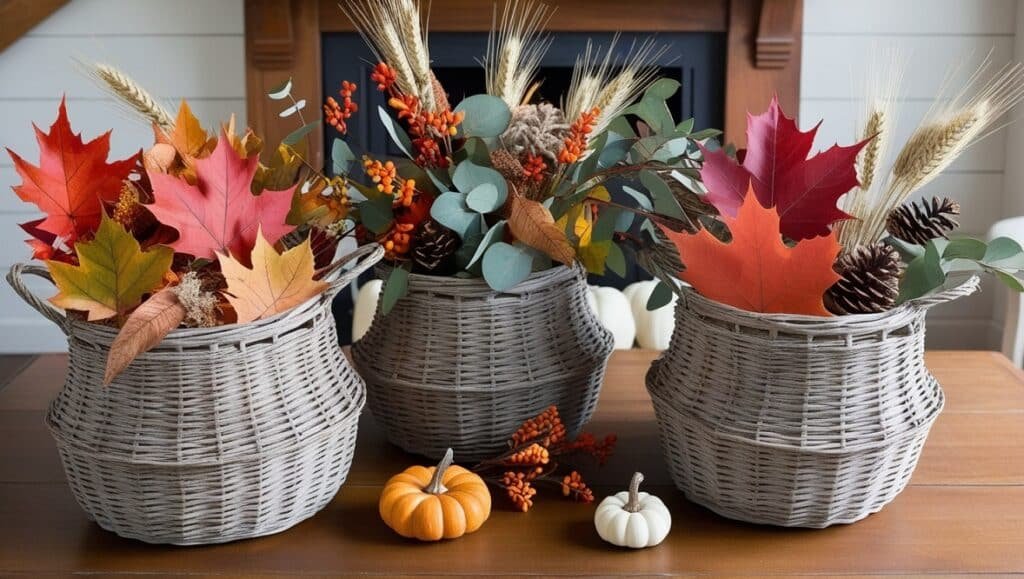 Baskets Overflowing with Fall Foliage